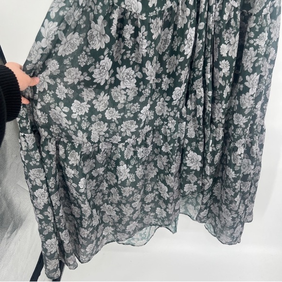 V. Chapman Emma Cut Out Rhinestone Puff Sleeve Dress Emerald Peony Print 14 NWT - Picture 5 of 14